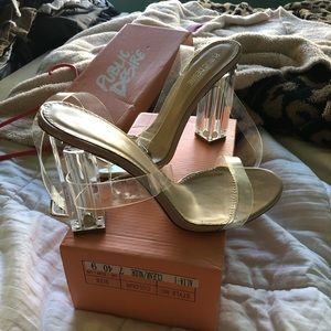 Brand new clear and nude heels